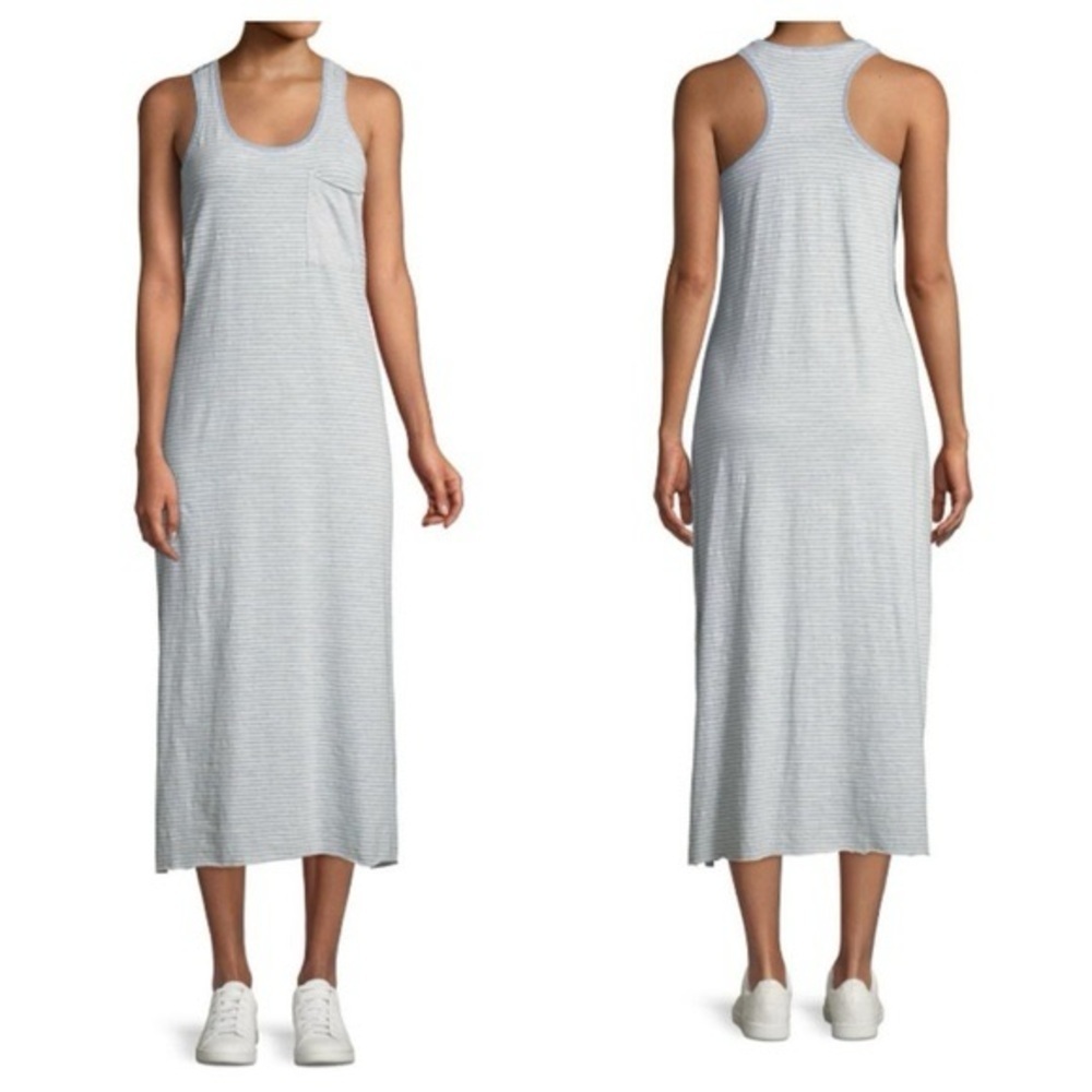 ATM Anthony Thomas Melillo blue and white striped tank maxi dress size Medium - Picture 2 of 9